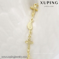 74484-xuping moda dubai jóias de ouro, 14 k ouro cruz pulseira tornozeleira, jóias de ouro tornozeleira